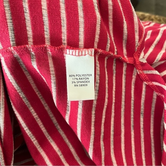 Westbound Thermal Top Womens Size M Red Striped Long Balloon Slv Pullover Hi-Low - Picture 5 of 6
